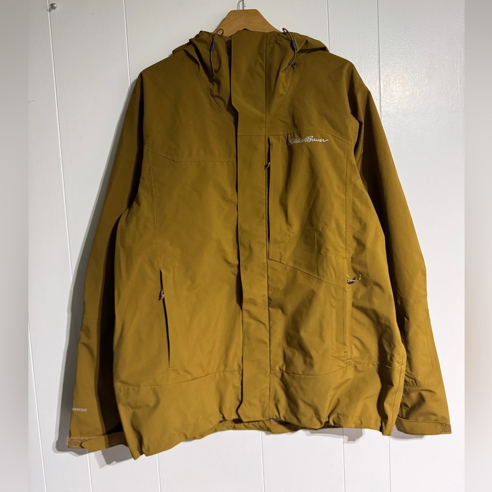 Eddie Bauer Men's Chair Six Shell Hooded Ski Jacket Large Bronze Khaki NWT